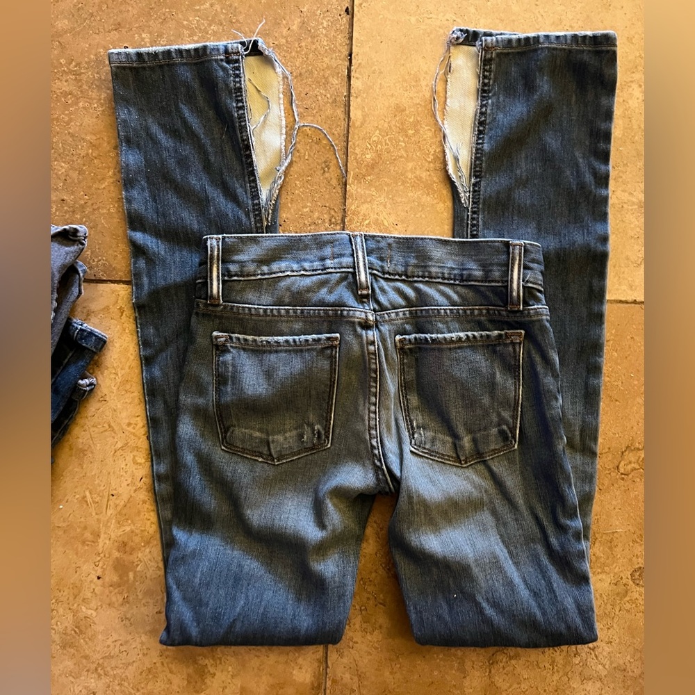 Free People Slit seam distressed blue jeans split seam bottom size 24 0